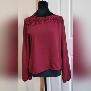 Meraki Women's size Medium Red Longsleeve Lightweight Blouse
